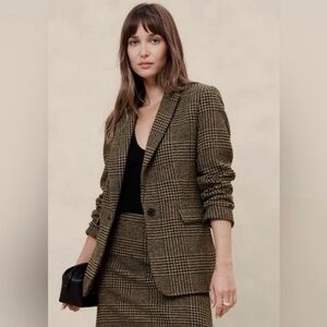 Banana Republic Checkered Blazer in Brown and Black